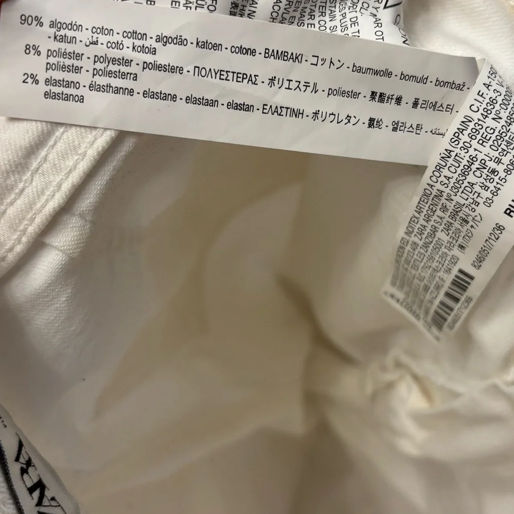 ZARA ZW Mariner High-Waisted Wide Leg Jeans in White - Picture 9 of 9